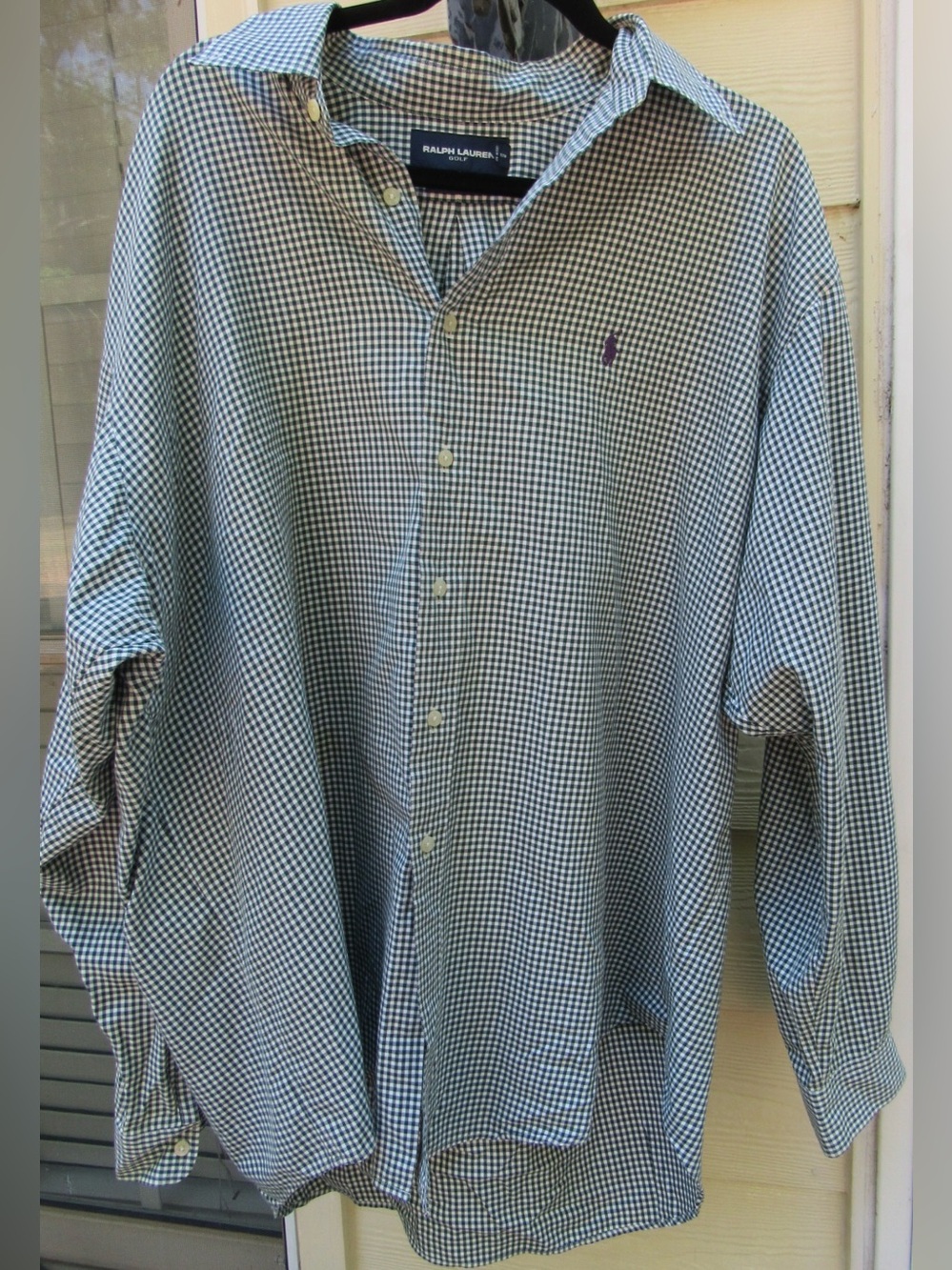Ralph Lauren Sport 100% Tilden Cotton Green Check Button Down Shirt  Sz L